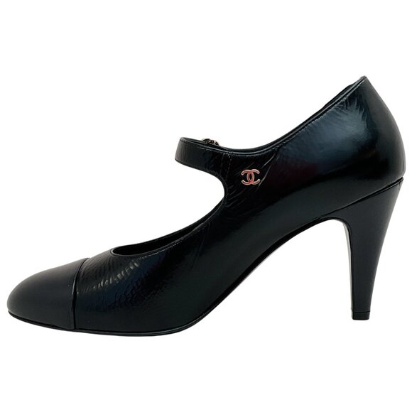 Chanel Black Leather Mary Jane Pumps - Picture 3 of 6